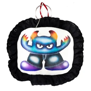 horned monster- airbrushed plushie key ring