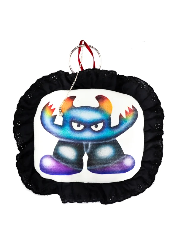 horned monster- airbrushed plushie key ring